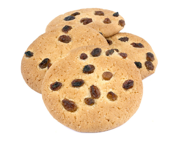 Fehér alapon mazsola cookie-k - Fotó, kép