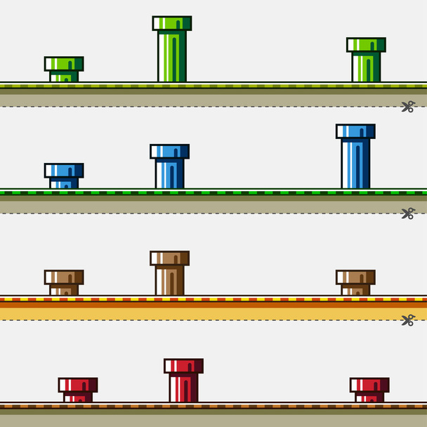 Colored backgrounds with pipes for simple game - Vector, Image
