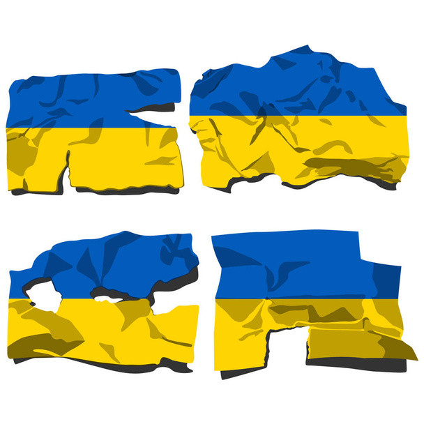 Set con la imagen de la bandera de Ucrania. Vector aislado sobre fondo blanco
. - Vector, Imagen