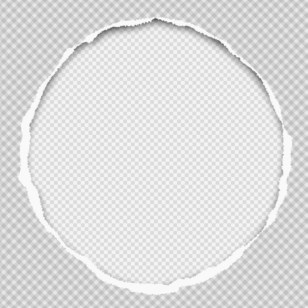 Round paper composition with torn edges and soft shadow is on white squared background. Vector illustration - Vector, Image