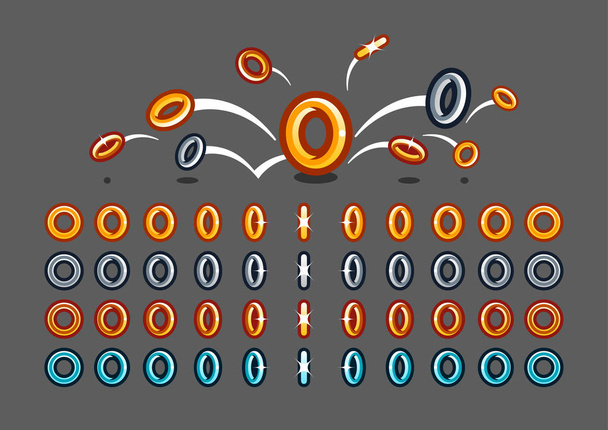 Four animated rotating rings - Vector, Image