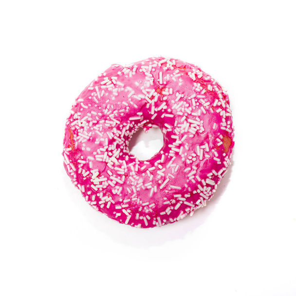 Pink donut isolated on white background - 写真・画像