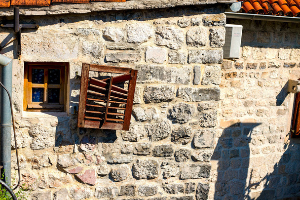 Small wooden window in Mediterranean style - Fotó, kép