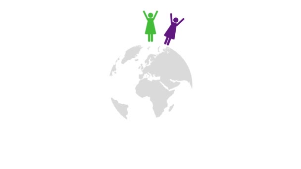 women in different colors around the world pictogram - Footage, Video