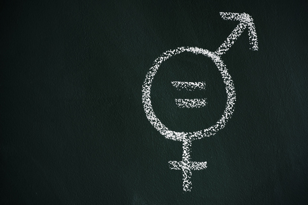 symbol for gender equality on a chalkboard - Photo, Image