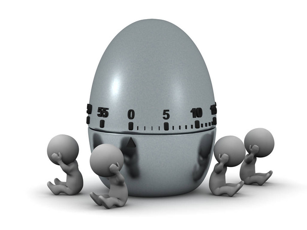 Stressed 3D Characters with Large Egg Timer - Foto, Imagem