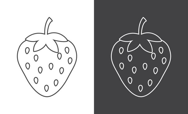 Strawberry sign icon on white and gray background - Vector, Image