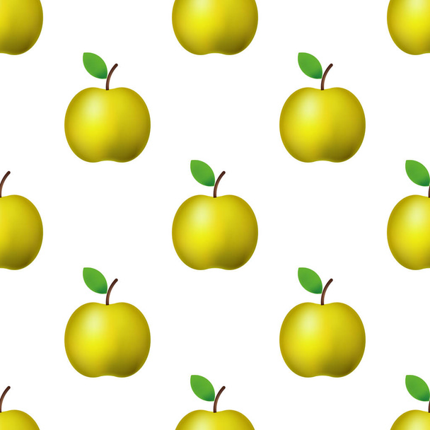 Vektorilustraatio. Saumaton kuvio realistinen keltainen omena valkoisella taustalla Sisustus
. - Vektori, kuva