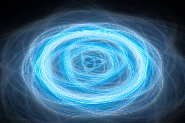 Синий светящийся концентрический круговой портал в космосе
 - Фото, изображение