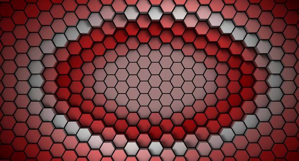 červené a bílé materiál šestiúhelníky pozadí šablony. 3D vykreslování - Fotografie, Obrázek
