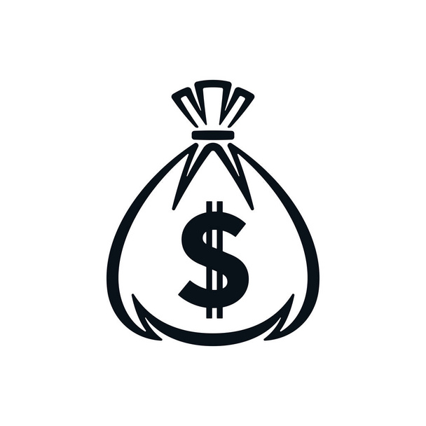icono de bolsa de dinero con signo de dólar
 - Vector, Imagen