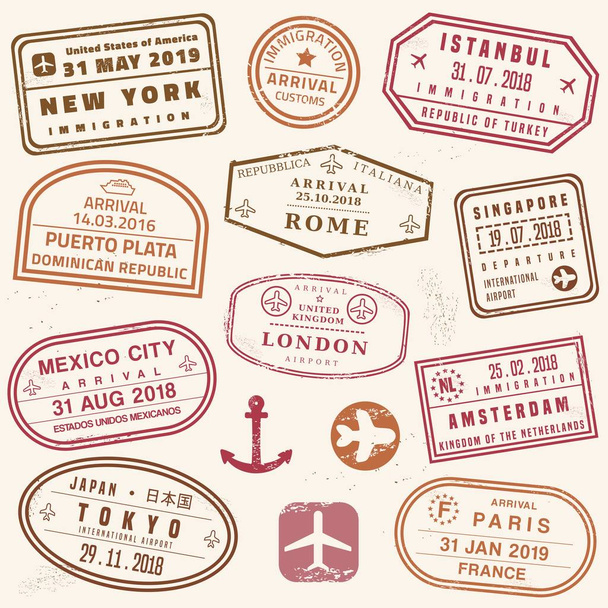 Vector passport stamps - Vector, Image