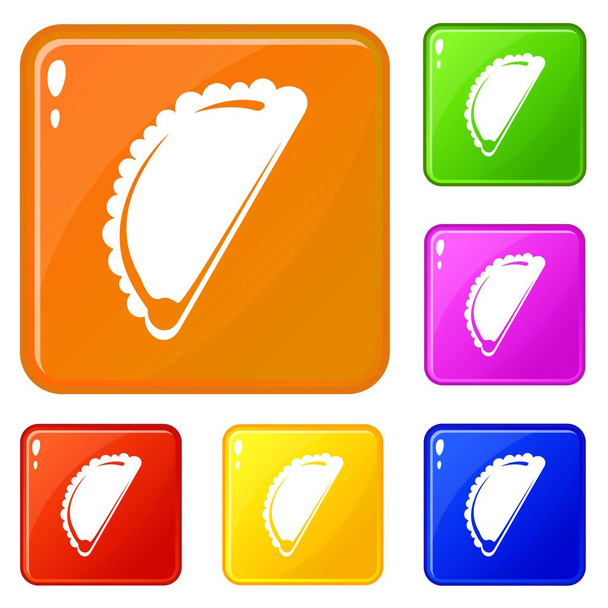 Cheburek icons set vector color - Vetor, Imagem
