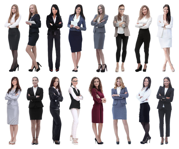 in full growth.collage of a group of successful young business women. - Foto, afbeelding