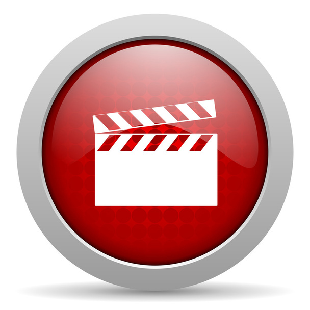 movie red circle web glossy icon - Foto, imagen