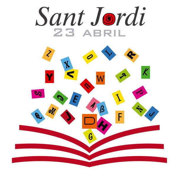 Sant Jordi. Catalonia traditional celebration. - Vector, Image