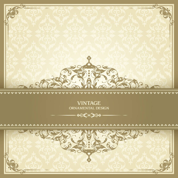 Vintage template with pattern and ornate frame. Ornamental lace pattern for invitation, greeting card, certificate. - Vector, Image
