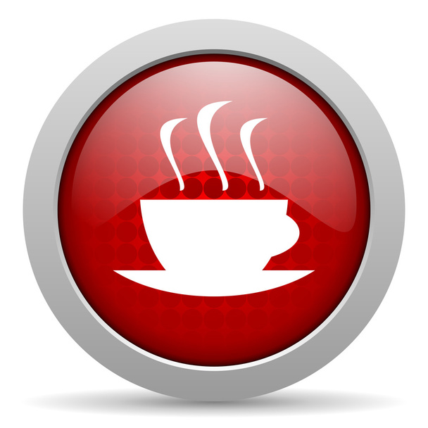 coffee red circle web glossy icon - Фото, изображение