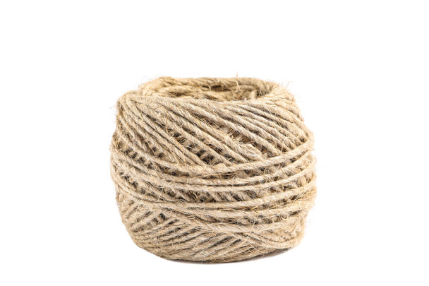 Spool of hemp rope isolated on white background - Photo, Image