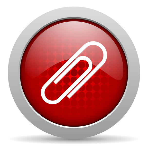 paper clip red circle web glossy icon - Photo, Image