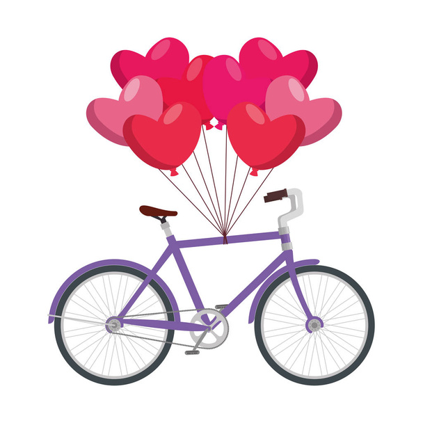 şekil kalp ile yarış bisiklet ve balon hava - Vektör, Görsel