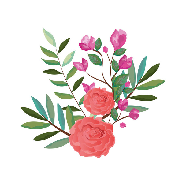 branch with rose and leafs - ベクター画像