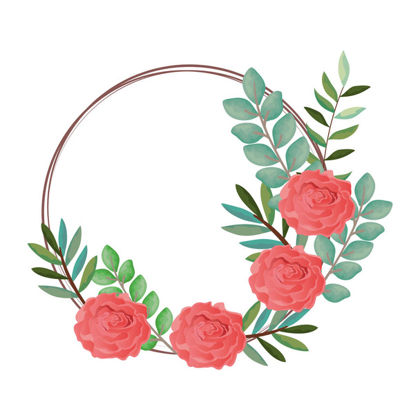 wreath with beautiful rosebush decoration - Вектор,изображение