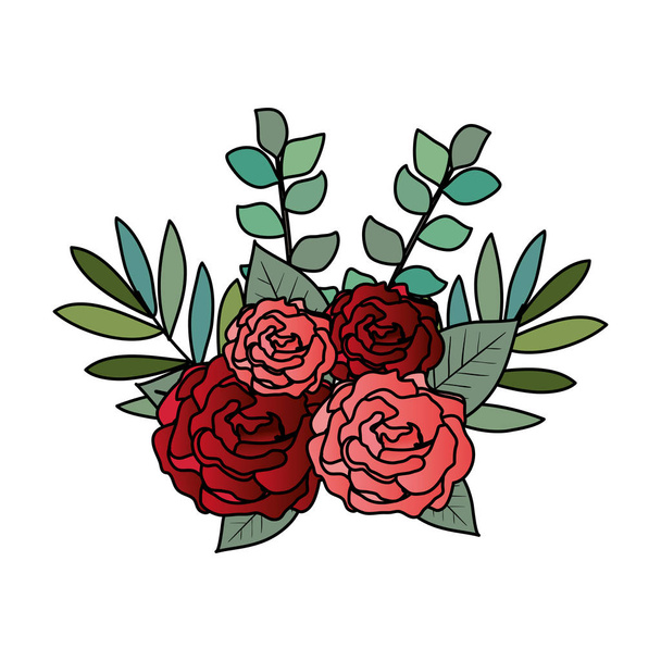 pictogram van de decoratie van de mooie rosebush - Vector, afbeelding