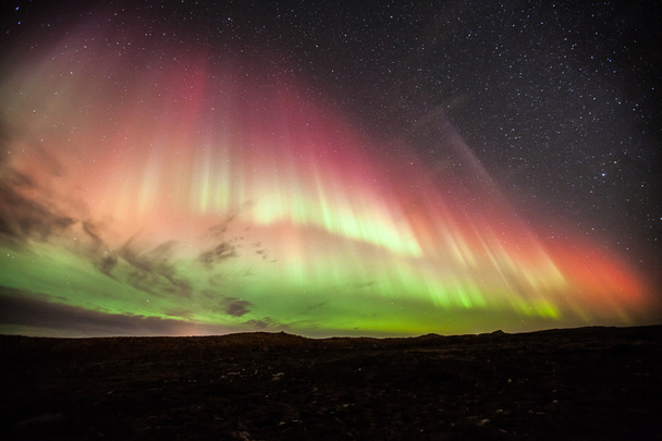 Natural phenomenon of Northern Lights (Aurora Borealis) in Iceland - Photo, Image