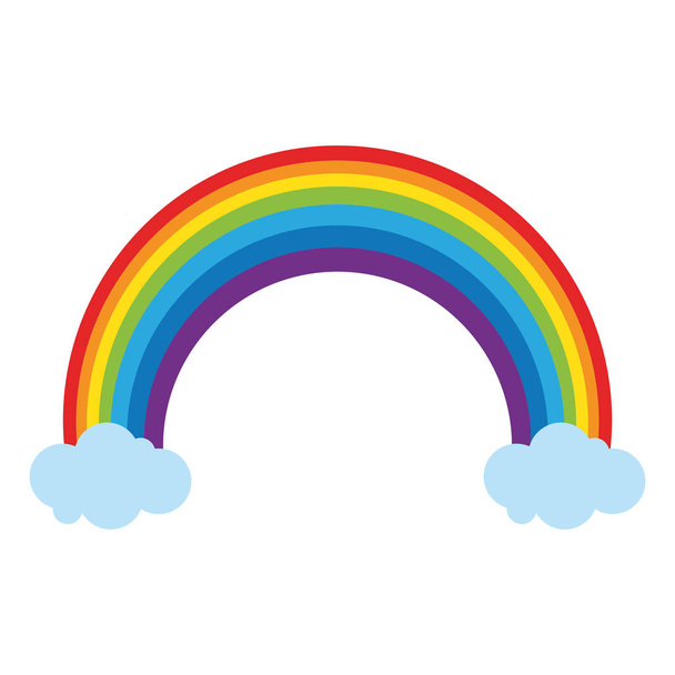 Regenboog en wolken cartoon - Vector, afbeelding