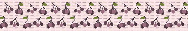 Ρεαλιστική aronia berry διανυσματικά εικονογράφηση άνευ ραφής επαναλαμβανόμενο μοτίβο στα σύνορα - Διάνυσμα, εικόνα
