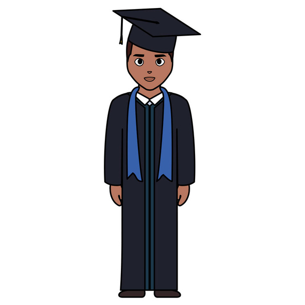 joven estudiante graduado negro carácter
 - Vector, imagen