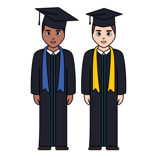 jóvenes estudiantes graduados diversidad caracteres
 - Vector, imagen