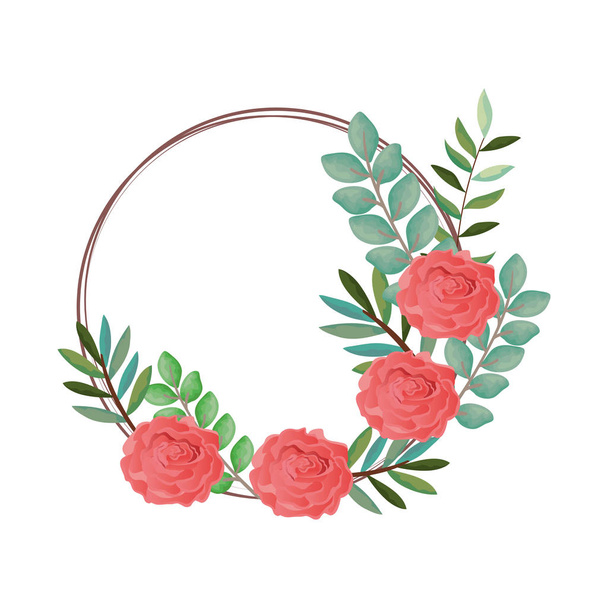 věnec s krásný růžový keř dekorace - Vektor, obrázek