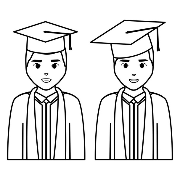 fiatal diákok diplomát sokszínűség karakterek - Vektor, kép