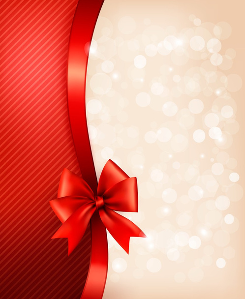 Holiday background with gift glossy bow and ribbon. Vector illus - Vecteur, image
