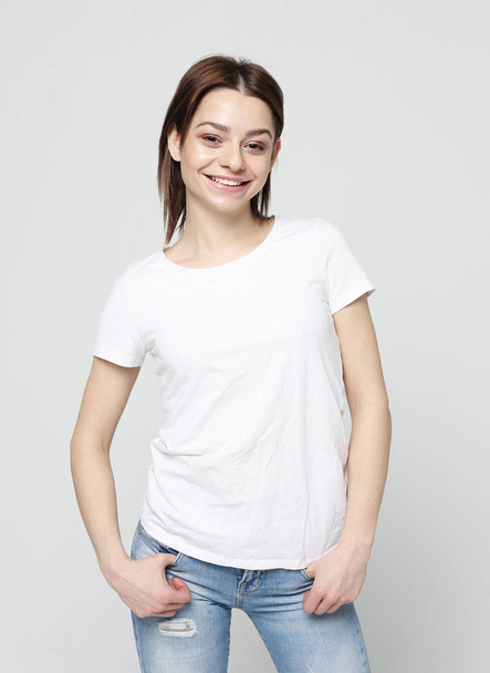 Portrait of young positive female with cheerful expression - Photo, image