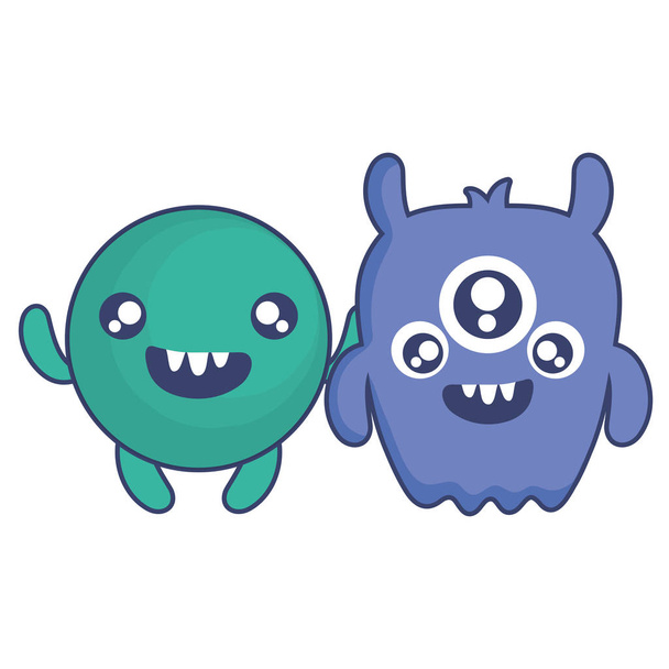 louco monstros casal personagens cômicos
 - Vetor, Imagem
