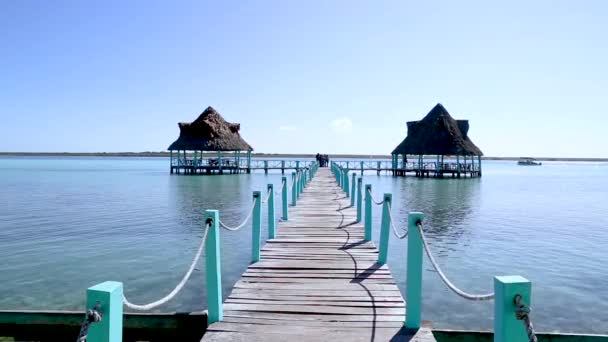 Quintana roo Mexico 'daki Laguna de Bacalar Lagoon Rıhtımı - Video, Çekim