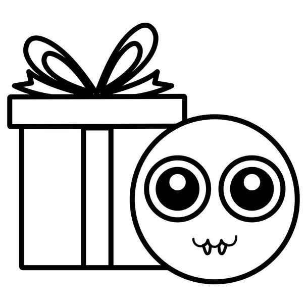 emoticon face with giftbox present - Vector, Image