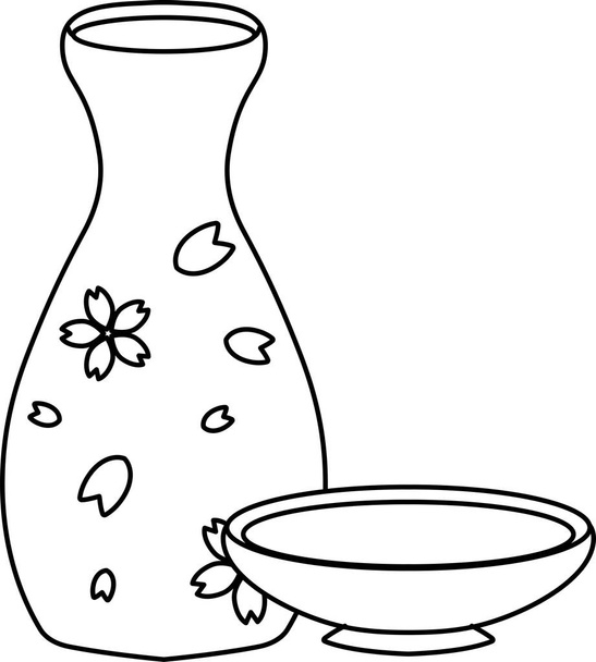 Sweet drink made from fermented rice outline - Vector, Image