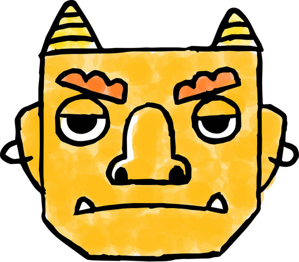 Reális akvarell stílusú sárga demon's face - Vektor, kép