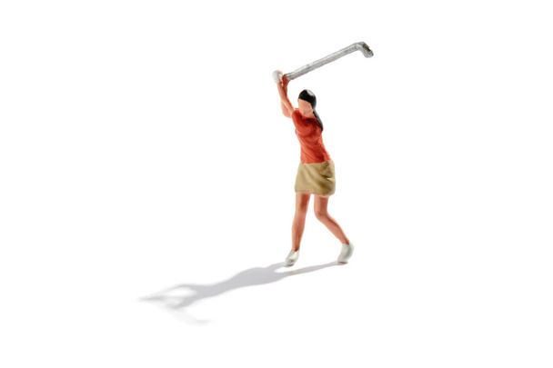 Miniatűr fiatal lány golfozni - Fotó, kép