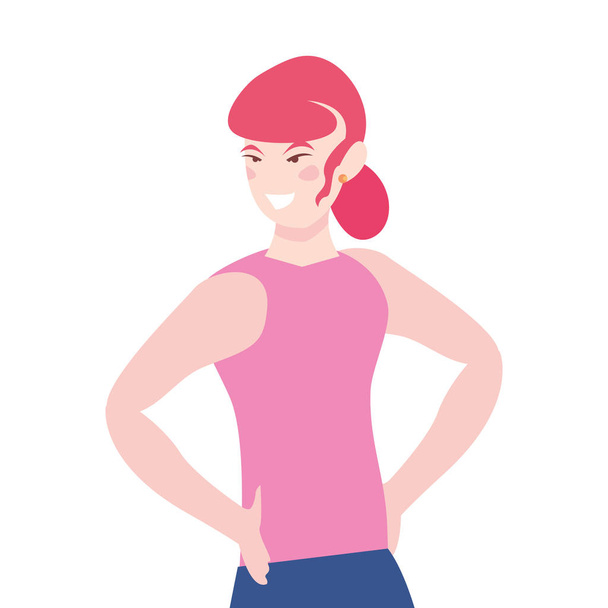 woman with pink hair portrait - Vector, imagen