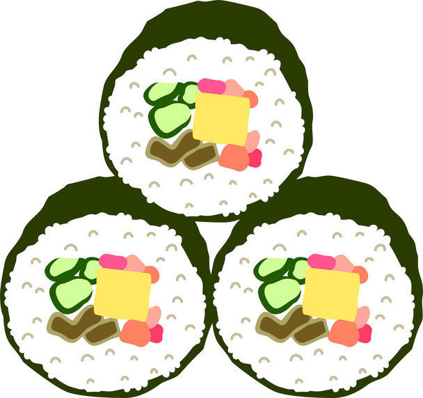 Eho-maki sushi tekercs - Vektor, kép