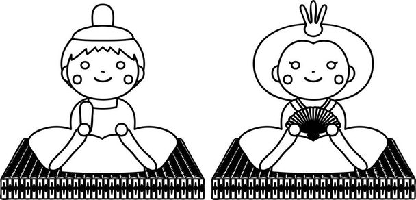 Ιαπωνικά Hina κούκλες στη διάρθρωση τατάμι φύλλο - Διάνυσμα, εικόνα