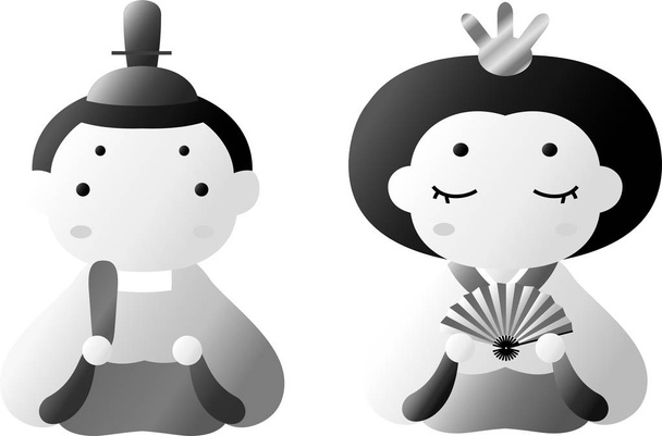 Japonais Monochrome Gradation Poupées Hina ensemble
 - Vecteur, image