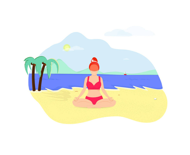 Giovane donna che fa Yoga Asana sulla spiaggia al mare
 - Foto, immagini