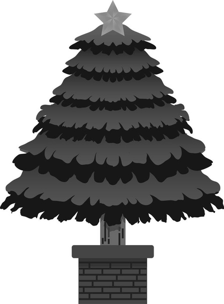 Monochrome Luxuriously decorated Christmas tree - Vector, Image