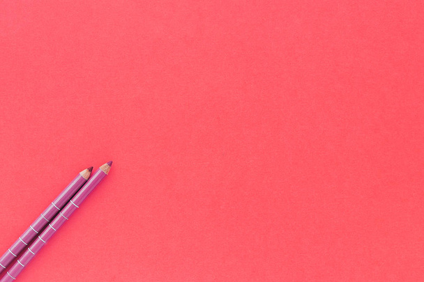 Two Make Up Pencils On pink Background - Photo, Image
